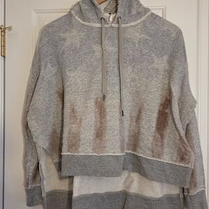 Free People Gray Hooded Women's Hoodie with Faded Flag Accent